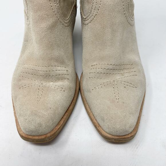 Dolce Vita Womens Size 6 Cream Suede Leather Silma Western Bootie Stacked Heel - Picture 5 of 12